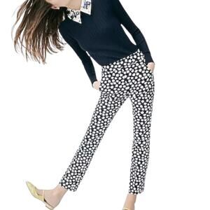 J.Crew Remi Scattered Daisies Print Ankle Pants High Waisted Cotton Navy Size 6